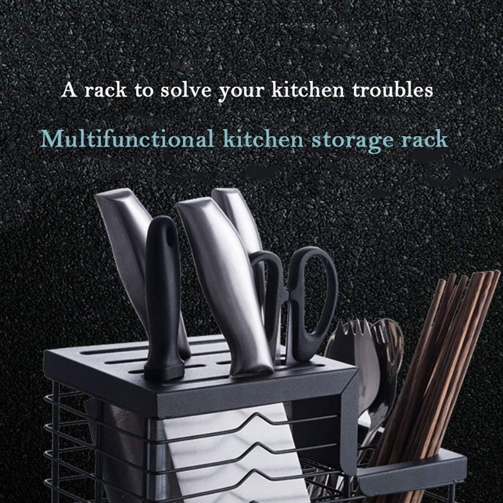 Kitchen Storage Rack Multifunctional Kitchen Rack 304 Stainless Steel Cutter Chopsticks Storage Rack with Drain Tray Storage Shelves