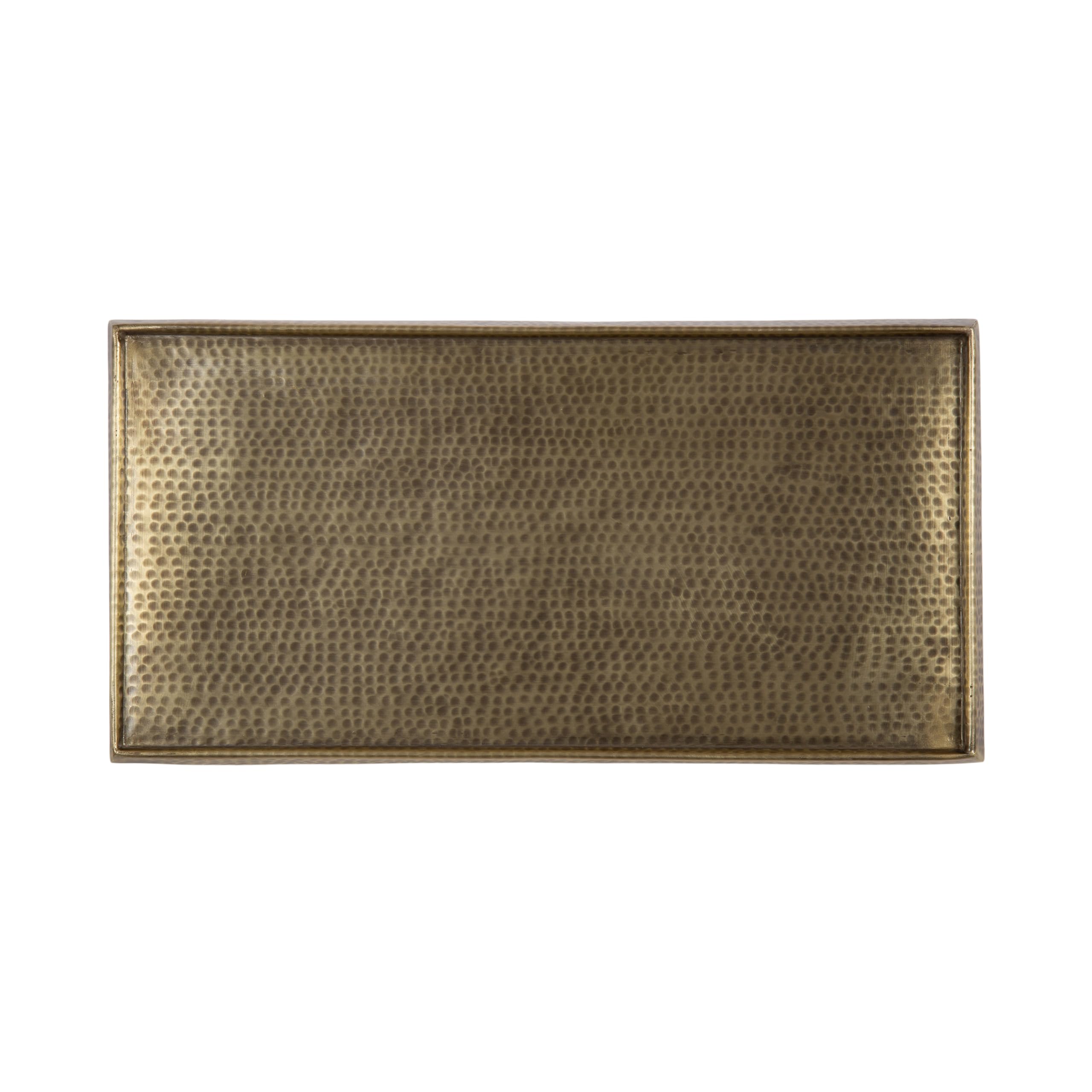 Kate and Laurel Sanzo Transitional Metal Skinny Side Table, 17 x 9 x 24, Antique Brass, Rectangular Slim Bedroom Nightstand with Hammered Tabletop for Use as Bedside Accent or Living Room End Table