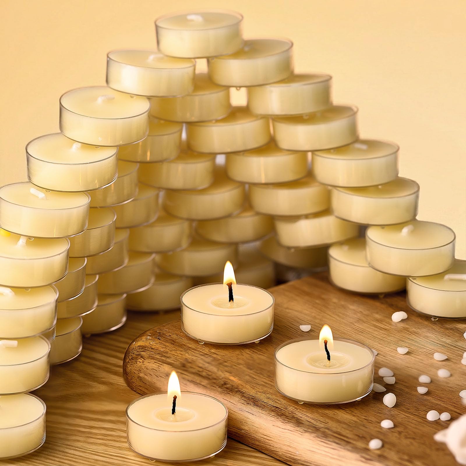 Weiße Bienenwachs-Teelichter, 2 Stunden, 100 % reines natürliches Bienenwachskerzen, Bienenwachs-Teelichter für Zuhause, ätherische Öle, Meditation und Gebet, sauberes Brennen, Weiß, 60