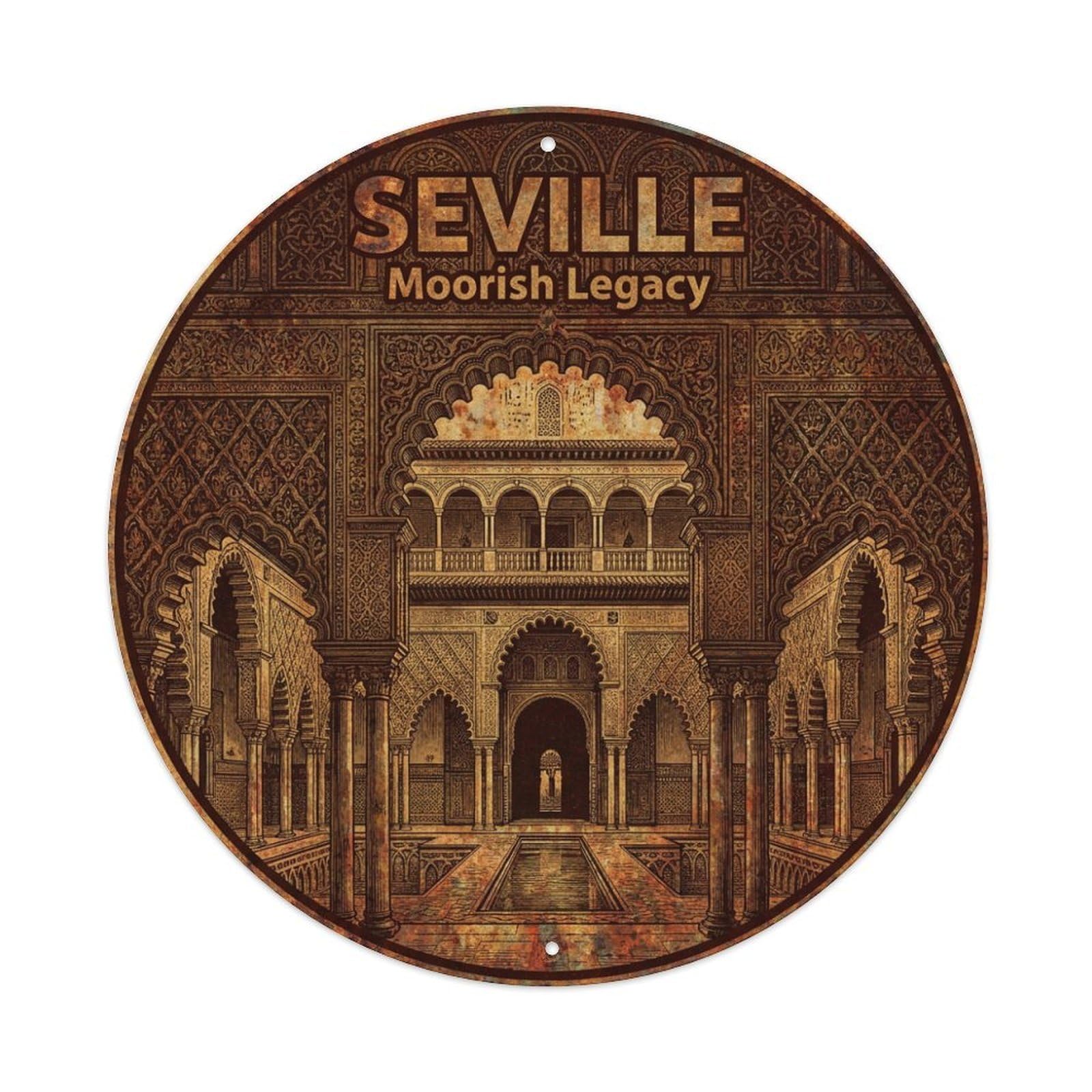 Metal Tin Sign Seville Spain Vintage Travel