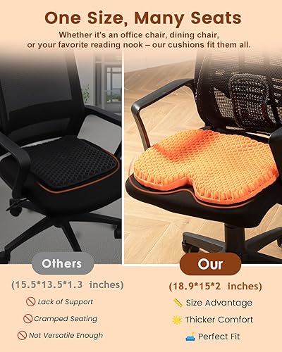 Miniatura 2 de XSIUYU Cojín de gel, cojín de asiento para silla de escritorio, cojín de silla para dolor de espalda, cojín de coxis, cojín de silla de oficina,