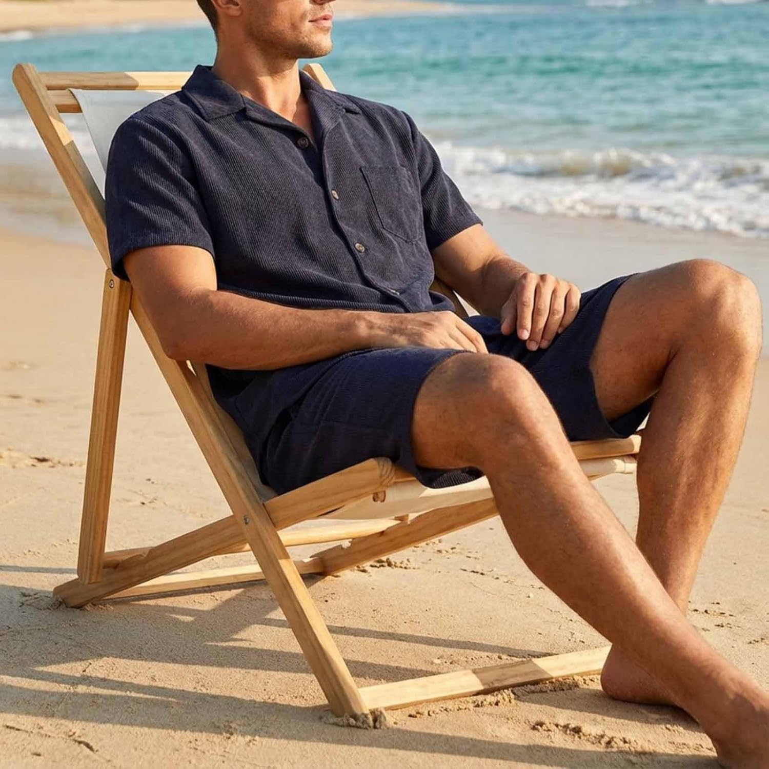 Cambkatl Men's Corduroy 2 Piece Outfits, Short Sleeve Button Down Shirt and Shorts Summer Business Casual Sets with Pockets