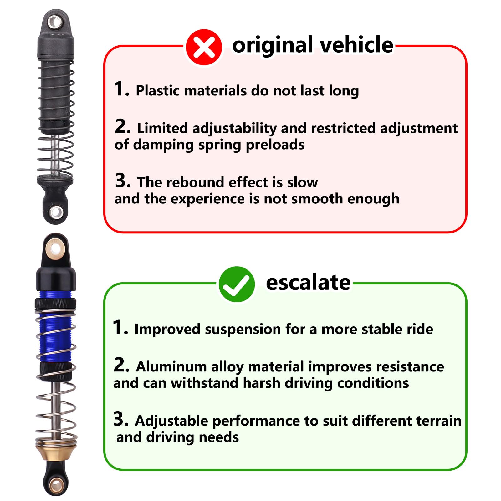 GoHobby 59mm Shocks Aluminum Shock Absorber for TRX4M TRX4MT 1/18 RC Crawler Threaded Oil Damper (Blue)