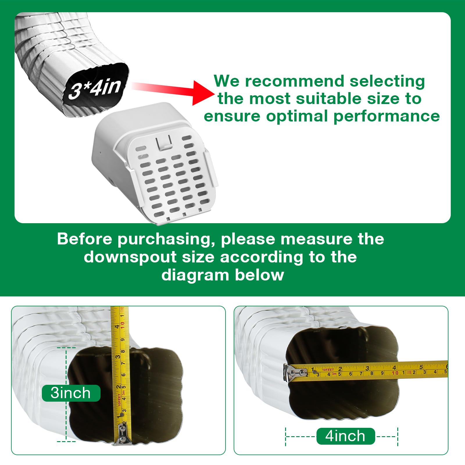 TAEYONK White 2 Pack Gutter Downspout Extensions,Downspout Extension,Rain Gutter - View #5