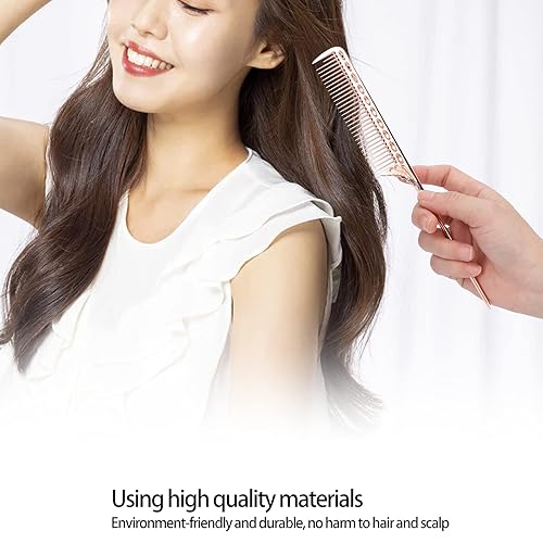 Miniatura 4 de Peine profesional de cola de rata, peine de peluquería con mango de metal de aluminio, portátil multiusos para separar, separar la espalda, peinar