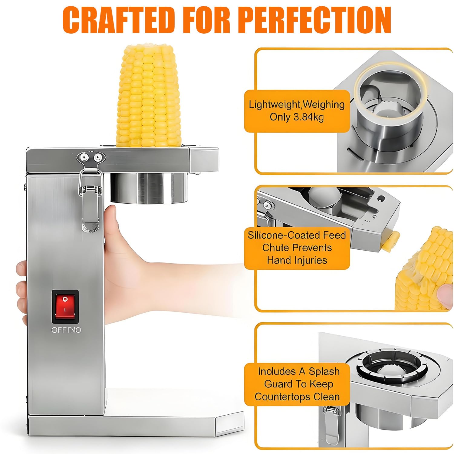 Sgranatrice Elettrica Per Mais Fresco Da 40 W, Trebbiatrice Per Mais In Acciaio Inossidabile, Lama Rimovibile, Trebbiatrice Per Mais Professionale, Per Trebbiare Mais Fresco E Cotto