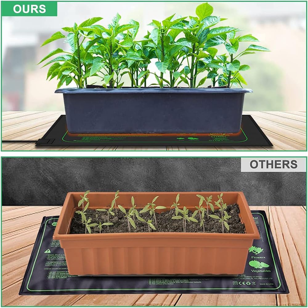 Tapis Chauffant pour semis avec contrôleur de Thermostat numérique, Coussin Chauffant pour Plantes 50 W, Coussin Chauffant étanche 10" x 20,75" pour la Germination des Plantes d'intérieur