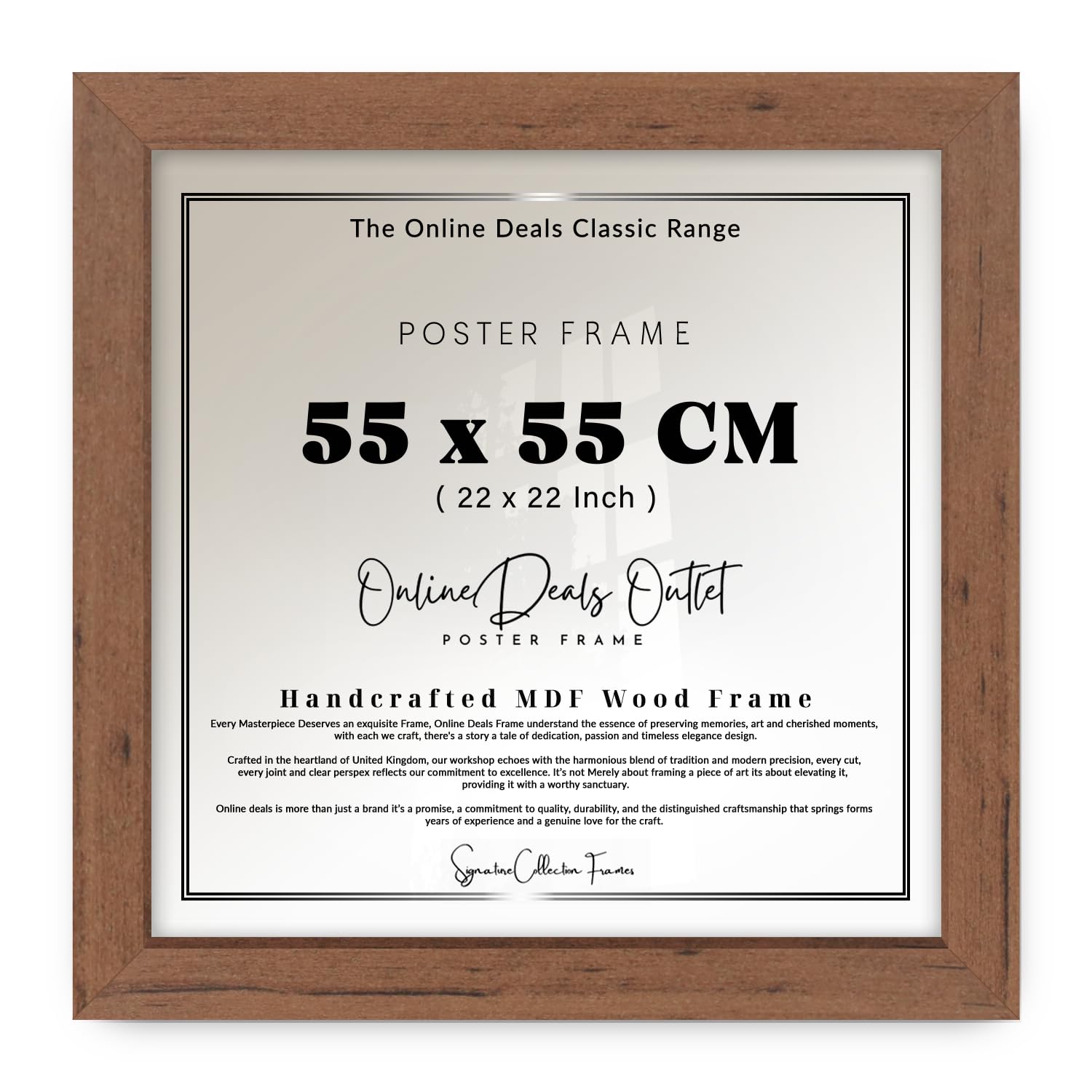 Online Deals | MDF Picture Frame (55 x 55 CM) No Mount Included for Cityscape Photography, Sketch Art & Prints, MDF Wood, Secure Wall Display [ Walnut ]