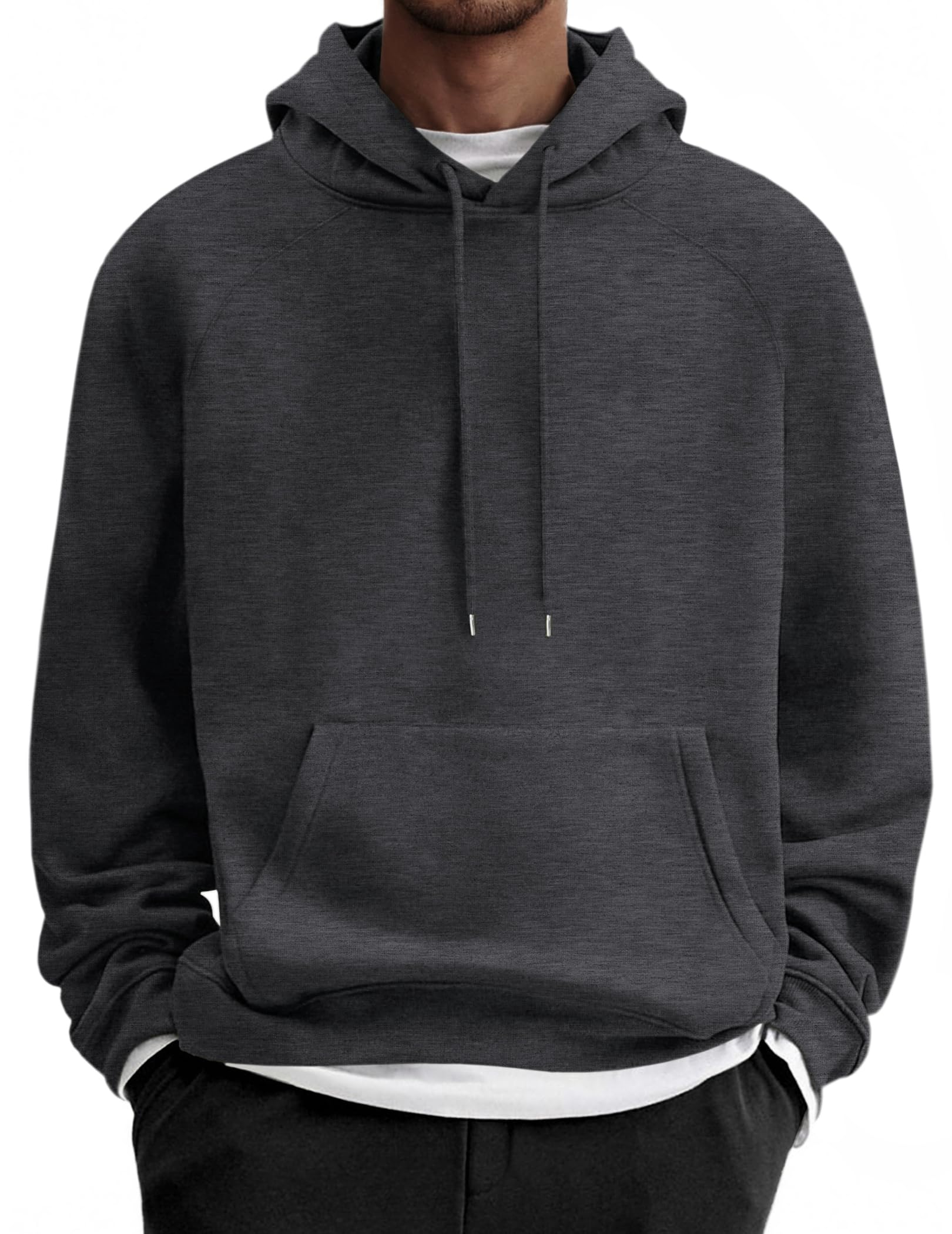 COOFANDY Mens Fleece Hoodie Long Sleeve Hooded Sweatshirt Casual Basic Essential Drawstring Pullover Hoodie With Pocket