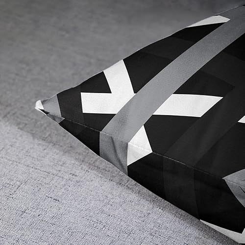 Miniatura 6 de Emvency Juego de 2 fundas de almohada decorativas retro con diseño de rayas grises y negras, decoración del hogar, cuadradas, 22 x 22 pulgadas