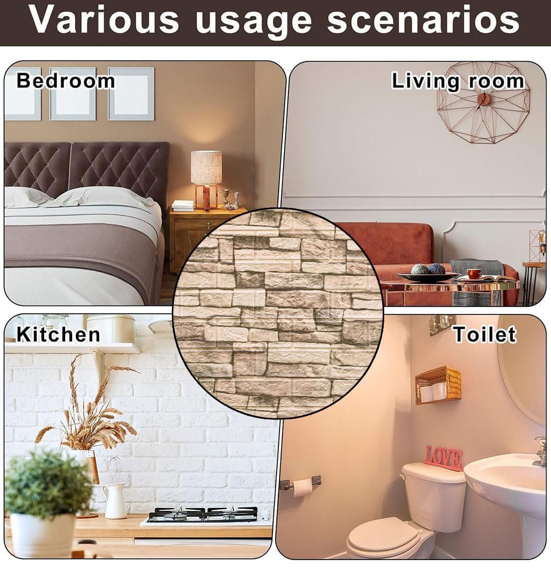 Pannelli in Polistirolo Finta Pietra, Carta Adesiva per Pareti Effetto Mattone, Pannello Mattone Decorativi 3D, per Cucina Ufficio TV Sfondo, Facile da Pulire,20pcs
