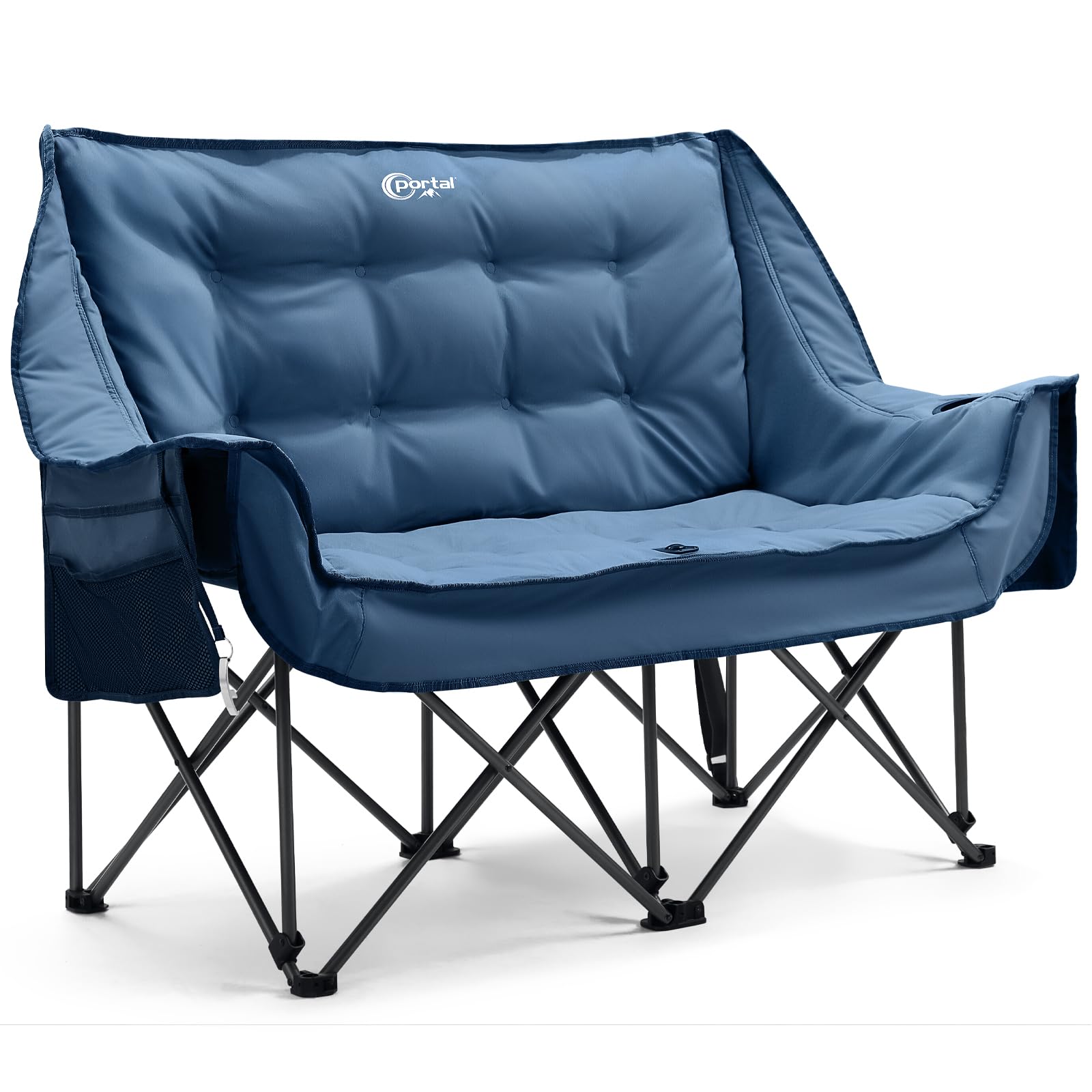 Portal Campingstuhl faltbar Campingsofa für 2 Personen 272kg belastbar Super Weich mit Lagerungstasche Doppel Klappstuhl Faltsofa Dick Gepolstert Hohe Rückenlehne für Outdoor Garten Balkon