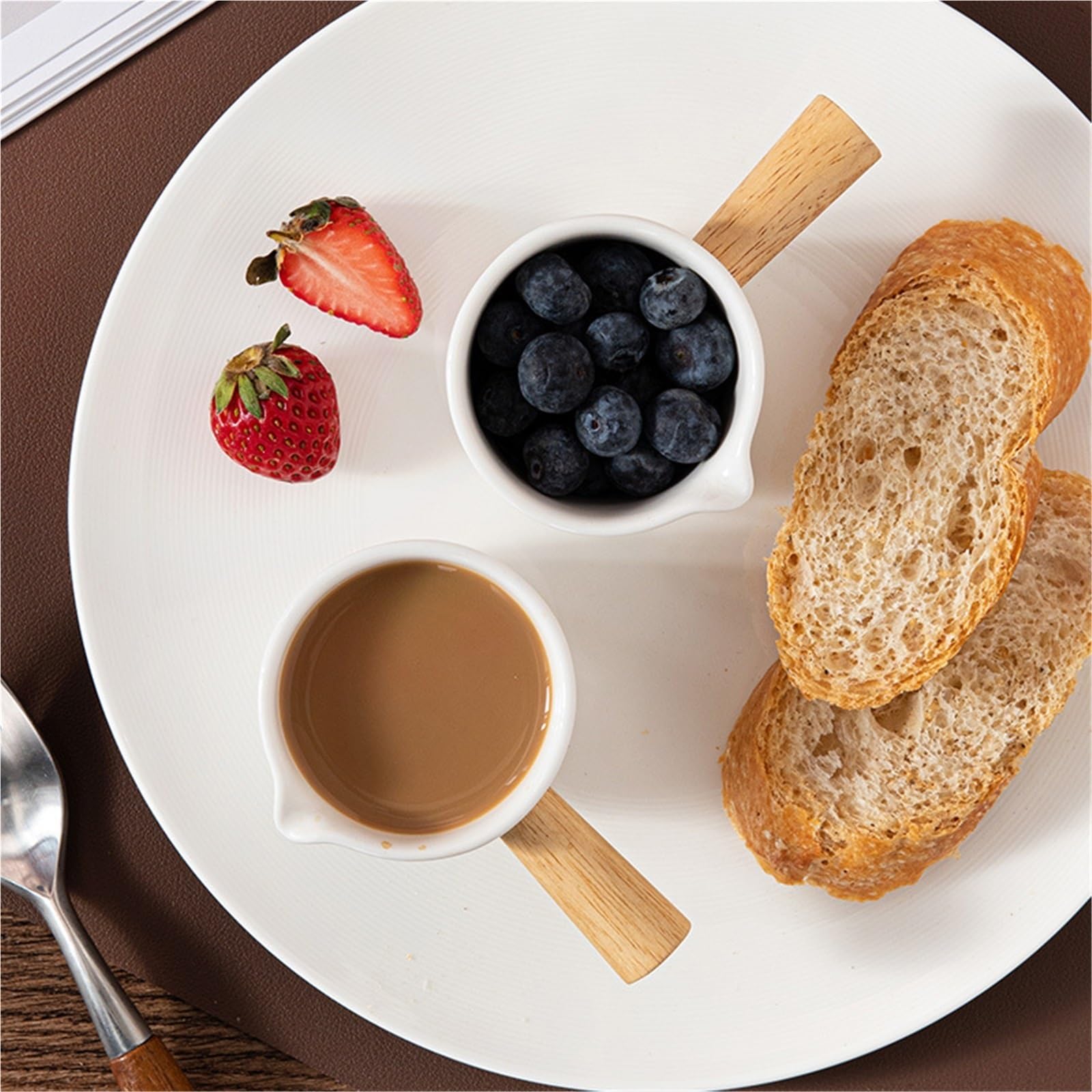Jarra de leche cerámica, taza medidora café expreso for el hogar, tazas sencillas, mango madera, 2 uds Para Espumar
