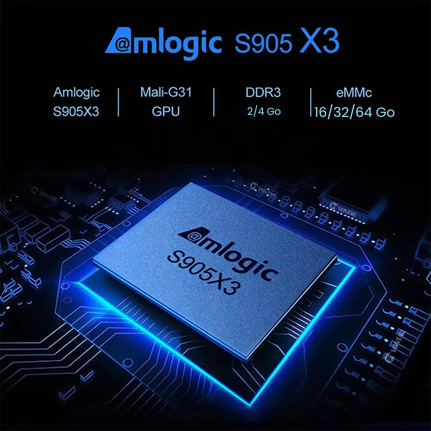 Smart TV Box, X96 Air Android TV Box Android 9.0 Amlogic S905X3 4 Go / 64 Go 2.4G / 5G WiFi Bi-Bande 8K Décodage Vidéo UHD 4K Lecteur Multimédia,2gb+16gb