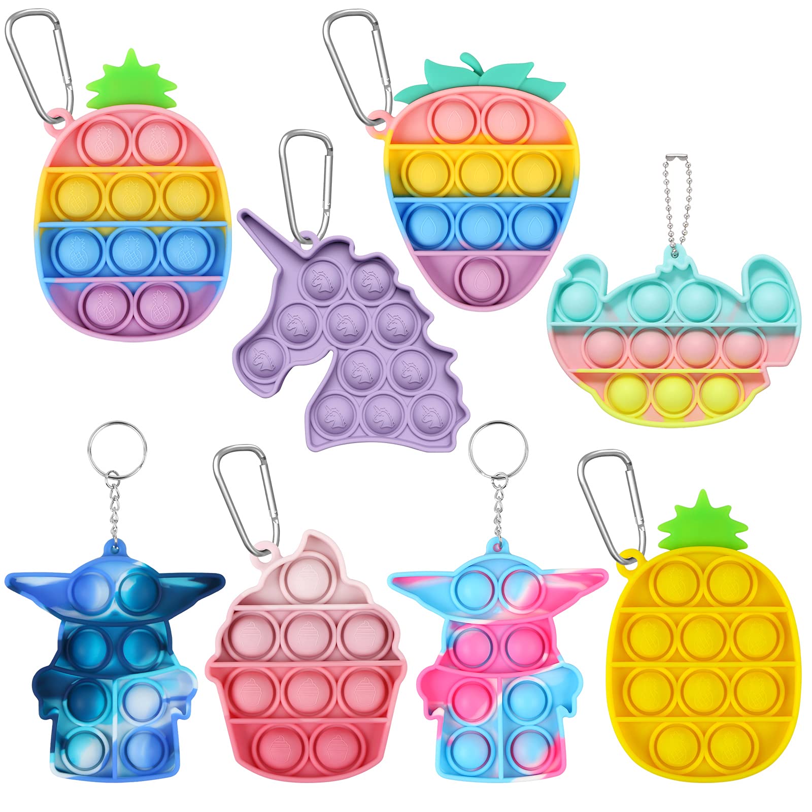 Buy EVERMARKET 8 Pack Push Pop Bubble Sensory Fidget Toy Keychains