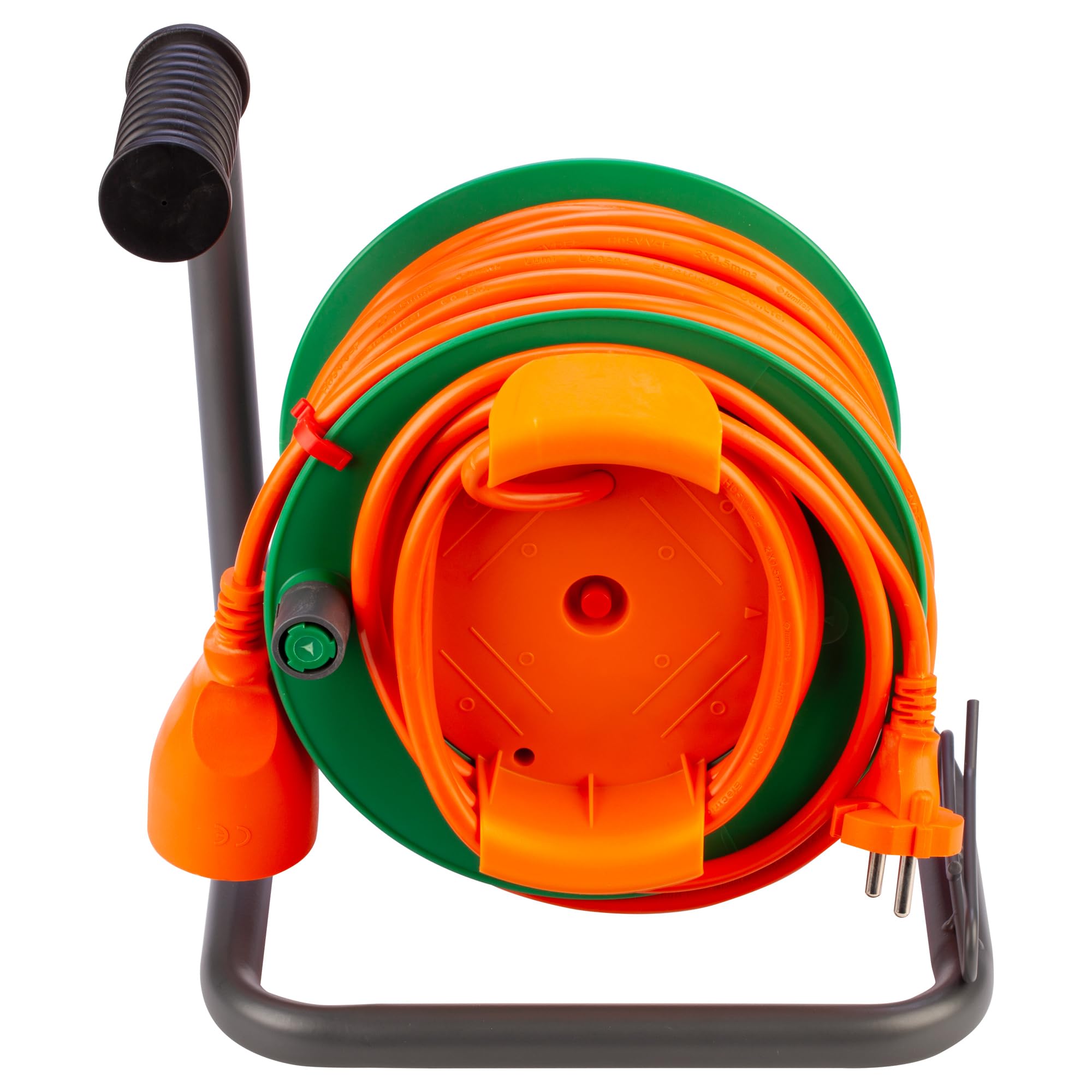 POLY POOL - PP2703 Elektrische Kabeltrommel 230 V für den Garten - Verlängerungskabel 25 Meter - Kabeltrommel mit Kabelführung - deutsche Schukostecker und Stecker