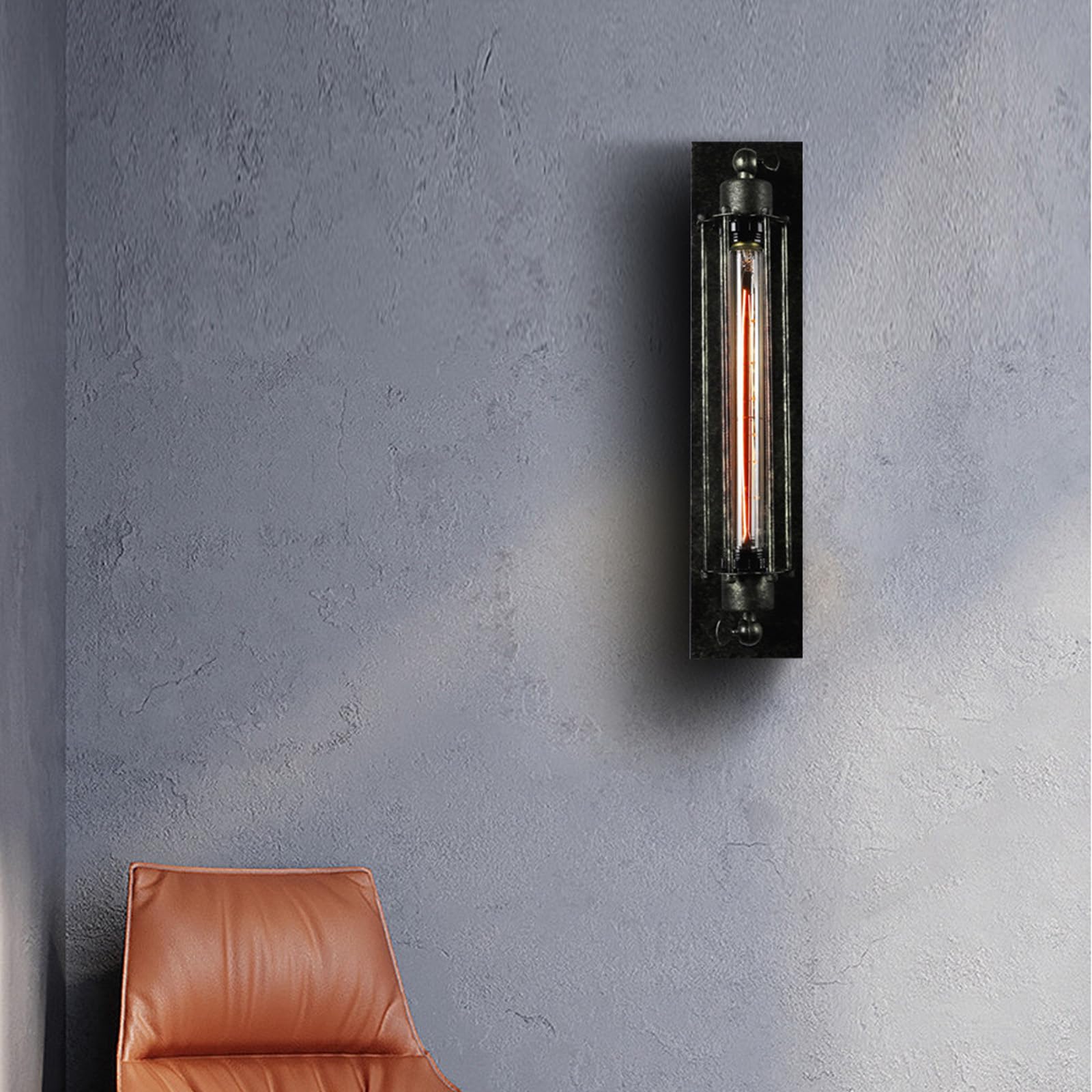 Wandlampe LED Vintage Industrial Design Wandleuchte Innen Wandbeleuchtung Querflöte Dekorativ Wandleuchten Drahtkäfig für Schlafzimmer Wohnzimmer Esszimmer (Schwarz Silber,Warmes Licht)
