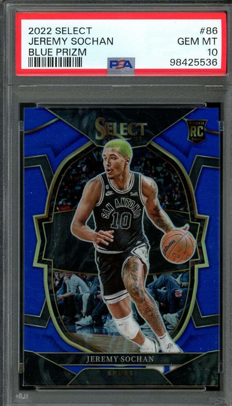 Jeremy Sochan Rookie Card 2022-23 Select Prizm (pop 9) #86 PSA 10 - Basketball Slabbed Rookie Cards