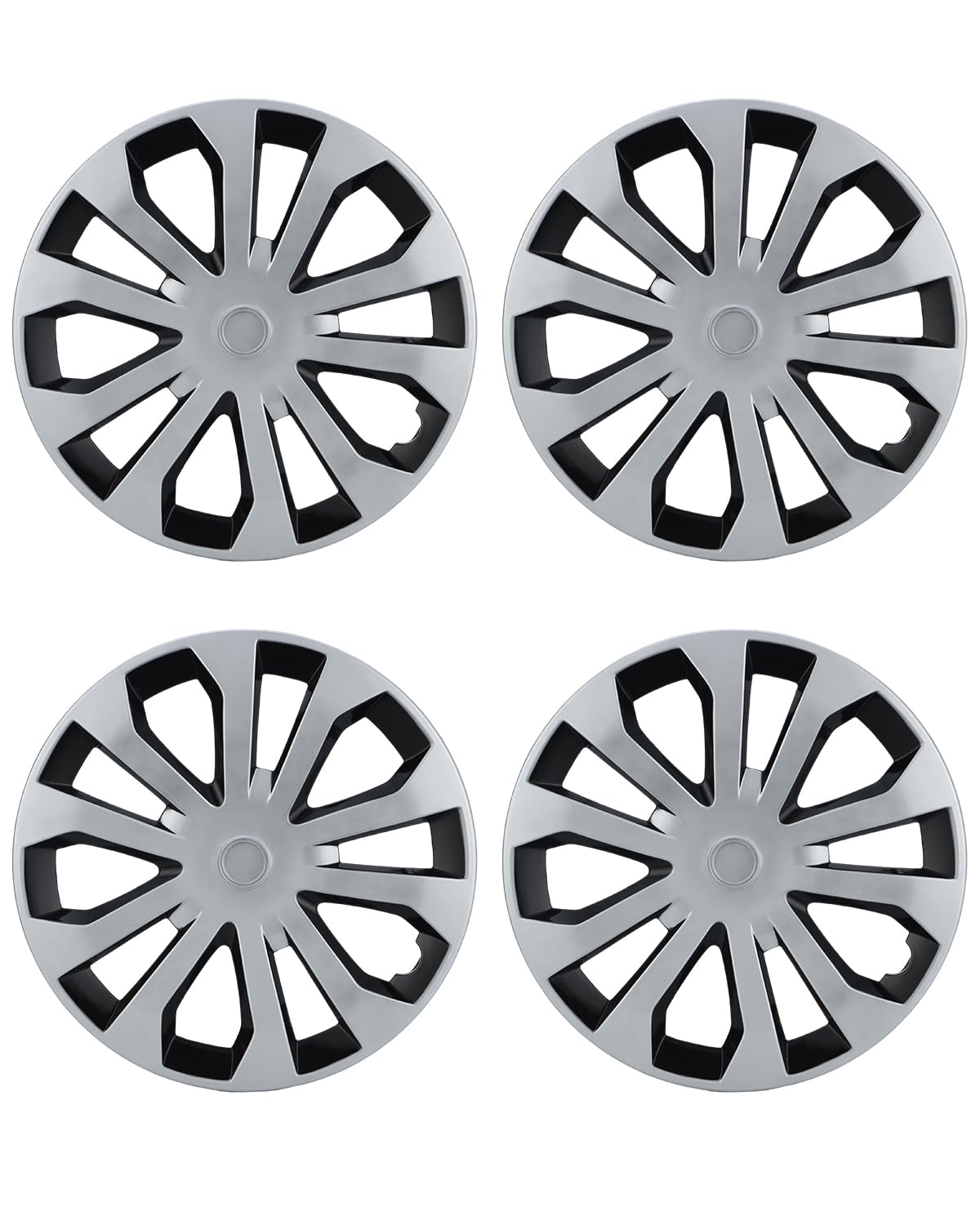 ABX Hubcap Wheel Covers Hub Caps 16 Inch Set of 4 Black &amp; Silver Universal Wheel Rim Cover R16 Stylish Car Decor Wheel Covers for Toyota Camry Nissan Mazda (silver-05, 16 inch)