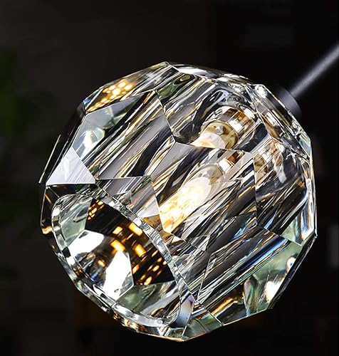 Miniatura 7 de efperfect Moderna lámpara Sputnik colgante de cristal de 18 luces LED de 43 pulgadas cristal cortado con bombillas LED G9 negro
