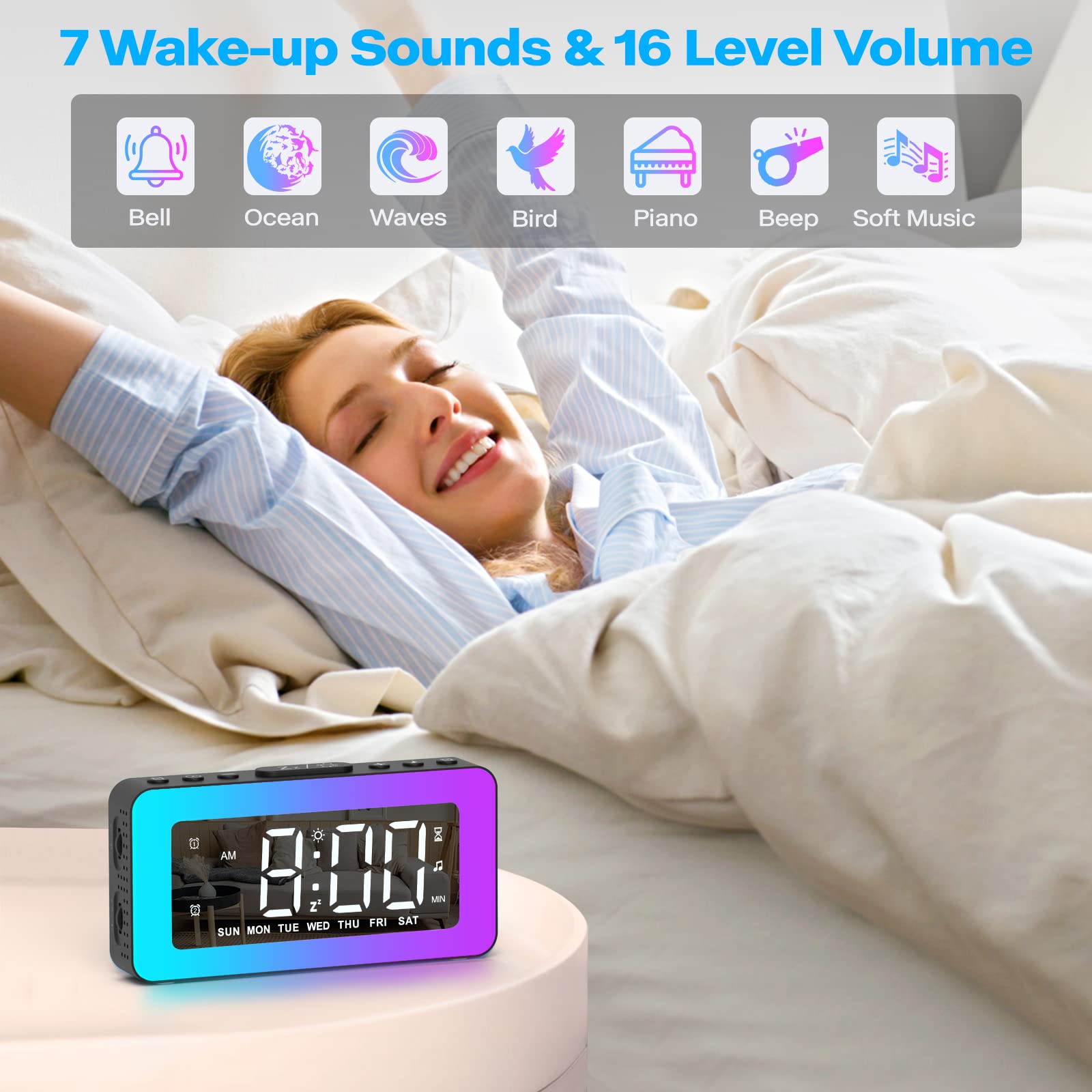 Amazon.com: AFEXOA Kids Alarm Clock for Bedroom, Mirrored Digital