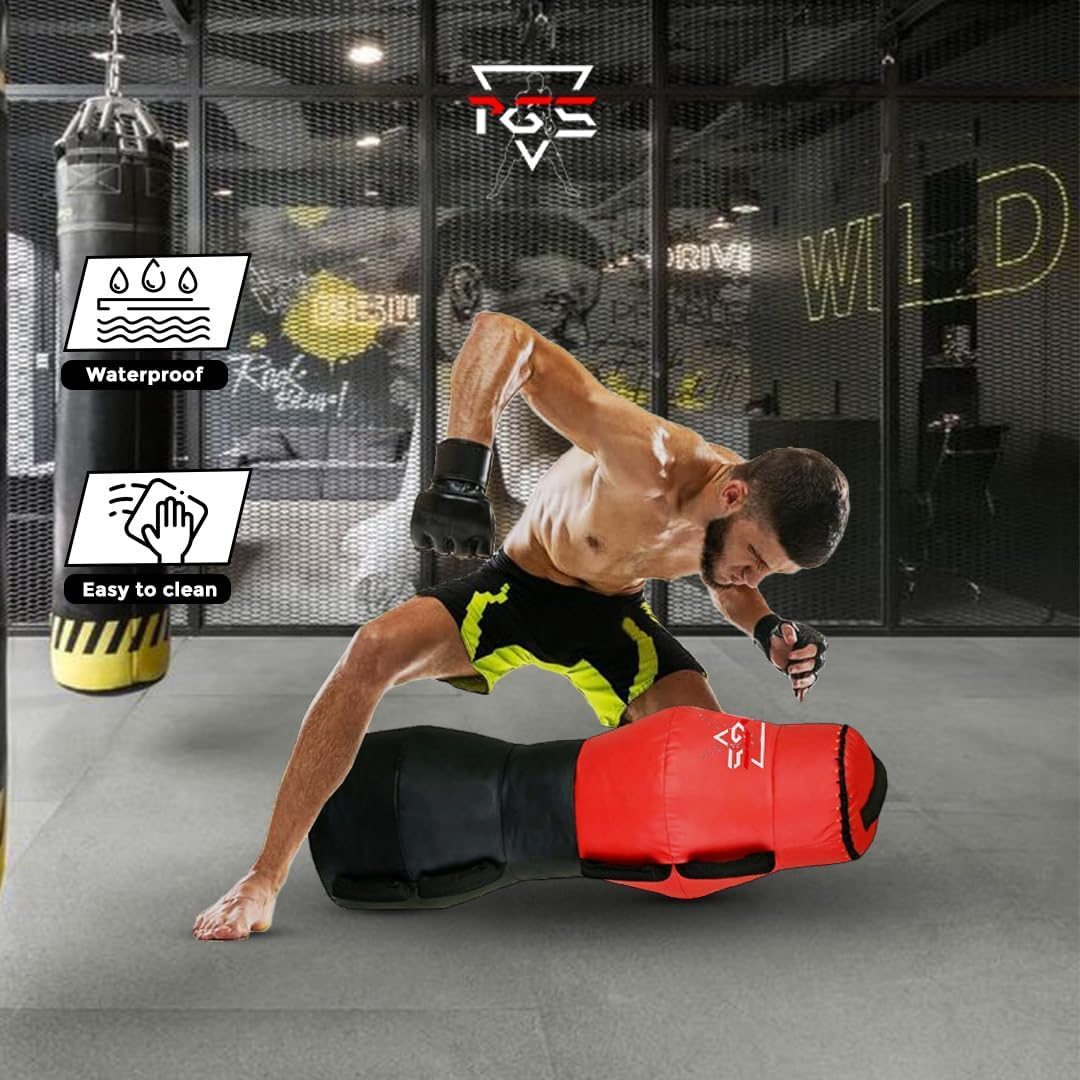 PGS Grappling Dummy with Handles, MMA Floor Punching Bag, Ground and Pound Training Throwing Striving BJJ MMA Punching Dummy Strong Vinyl Material for Pro Training - UNFILLED