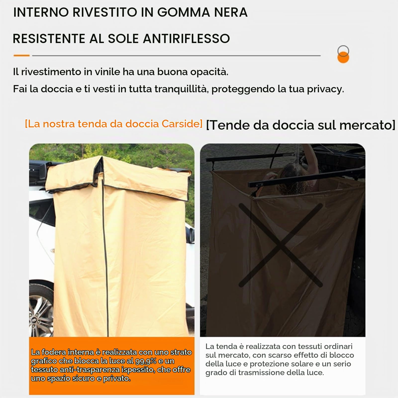 Tenda da Doccia con Tetto - WC Rifugi per La Privacy da Campeggio SUV Doccia Laterale per Auto, Spogliatoio Esterno Tenda da Doccia Bagno Tende Istantanee, Striscia Luminosa a LED