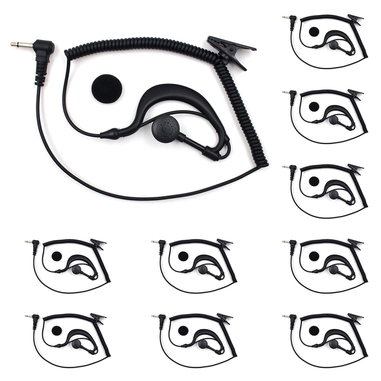 Photo 1 of (10-Pack) 3.5mm Receive/Listen Only Earpiece G Shape with Earbud Covers Compatible with Motorola Kenwood Two Way Radio, Radio Speaker Mic,for Police Security and Law Enforcement