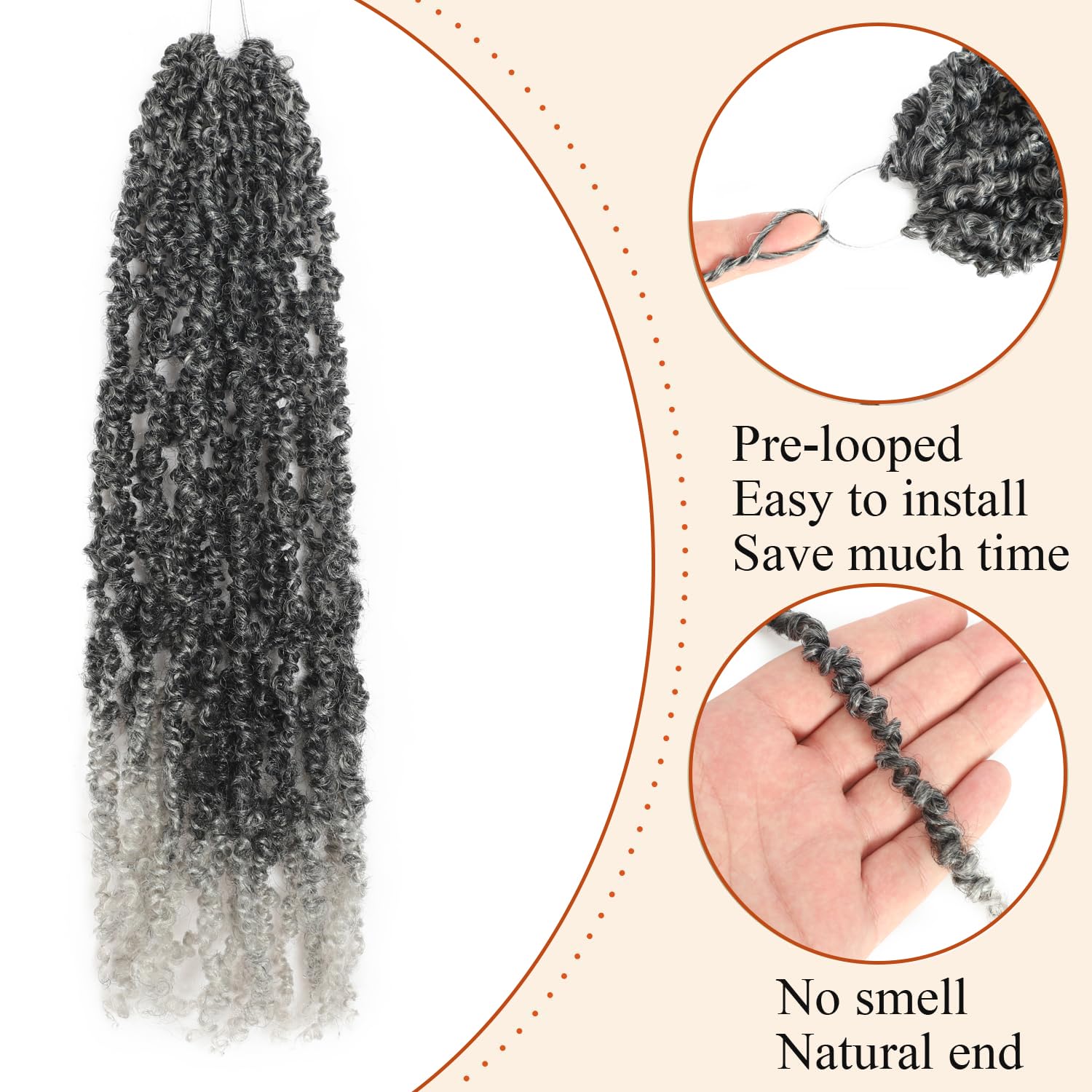 10 Packs Yanky Twist Crochet Hair 16 Inch Pre-twisted Natural Black Kinky Mini Spring Small Curly Senegalese Twist Braids Yankee (TGray((Ombre Gray) - Image 3