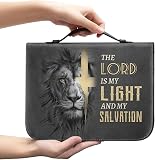boiszeda God Saying Book Leather Bible Case Protector Wth Zip Book Organizer Carrying Bag Church Handbags for Easter Daily Travel - 2