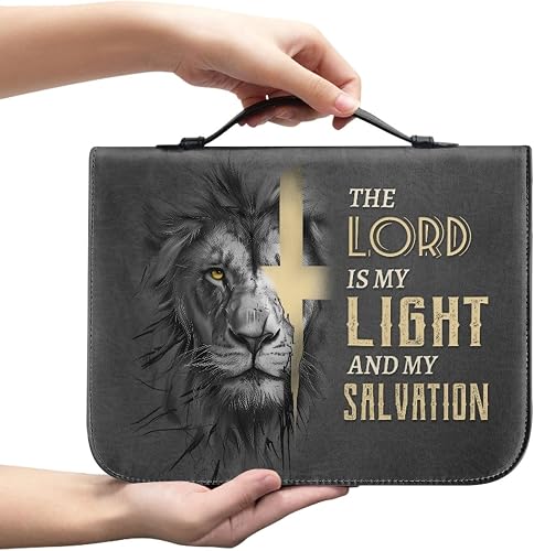 boiszeda God Saying Book Leather Bible Case Protector Wth Zip Book Organizer Carrying Bag Church Handbags for Easter Daily Travel - 2