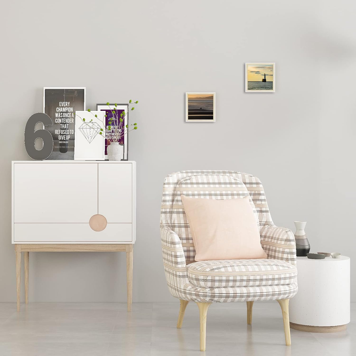 Frametory, 8x8 Picture Frame - Composite Wood with Glass - Square Photo Frame Horizontal And Vertical for Wall And Tabletop (Beige And White, 4 Pack)