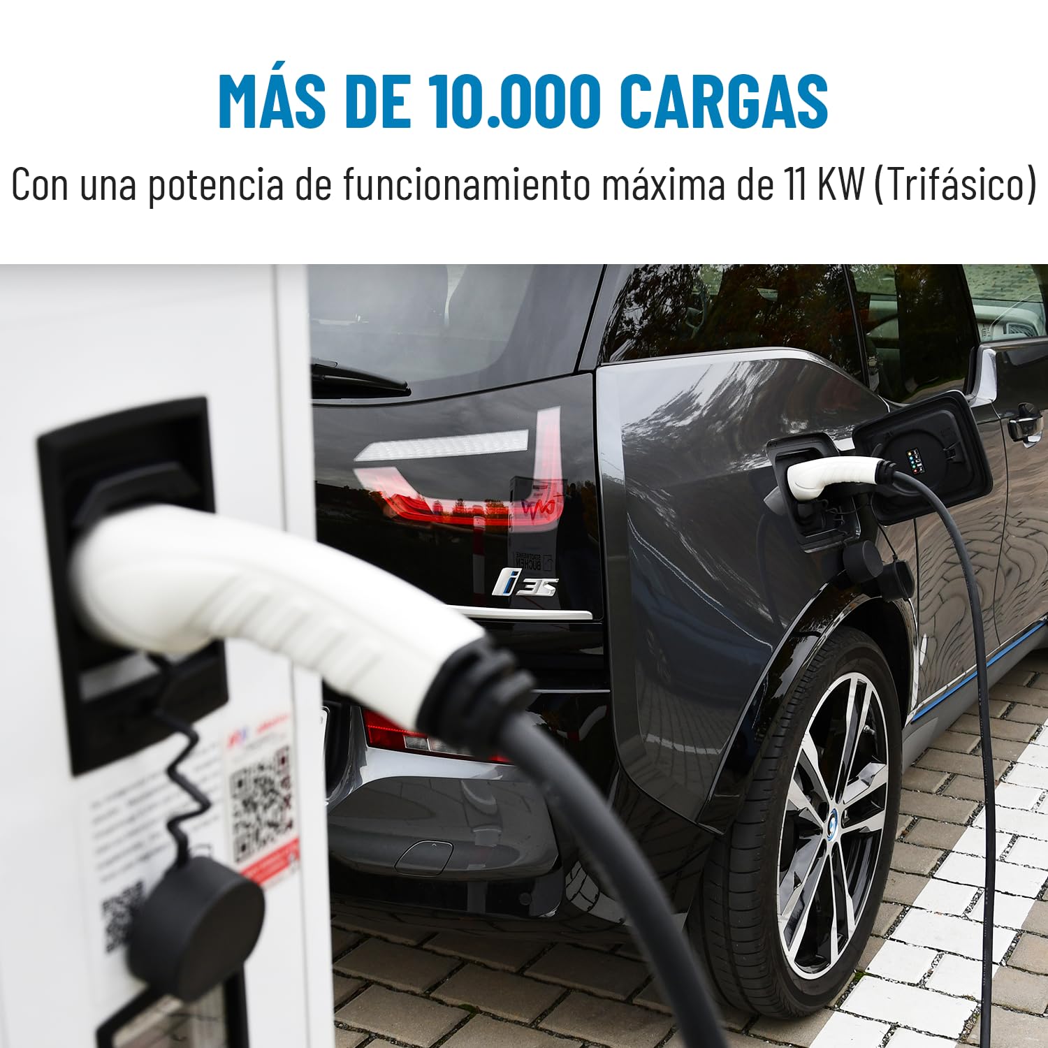 ABSINA Cable Coche Electrico Tipo 2 22kW & 32A para Híbridos & Eléctricos | Cable Carga Coche Eléctrico 5m Trifásico - Modo 3 - Electrico, de vehiculo