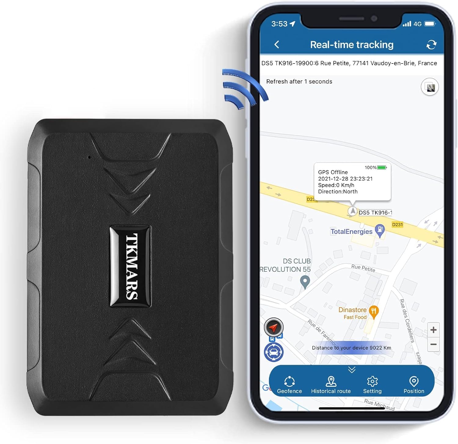 Localizzatore GPS per Auto 10000 mah, GPS Tracker di Localizzazione in Tempo Reale Impermeabile Geofence Antifurto in Standby da Lungo Tempo Adatto per Motocicli, Automobili TK916