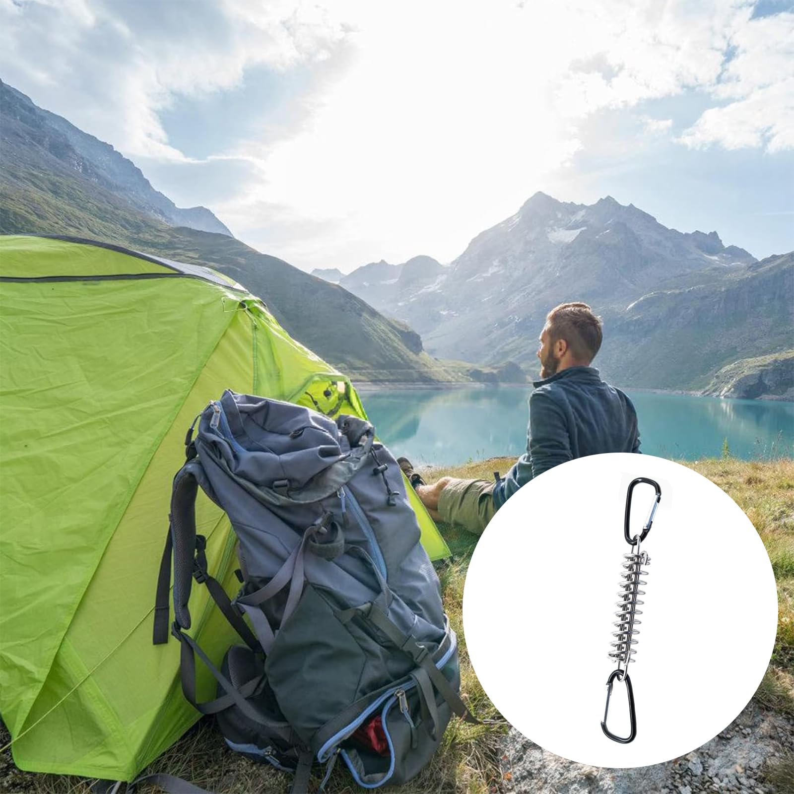 Satz Von 5 Tension Spring Springs Für Camping Zelt，Zugfeder Rostfrei，Fixierfeder Für Sonnenschirme，Wind Rope Buckle Cord Spanner，Camping Wandern Picknick Zelt Markise Kleine Teile Werkzeug