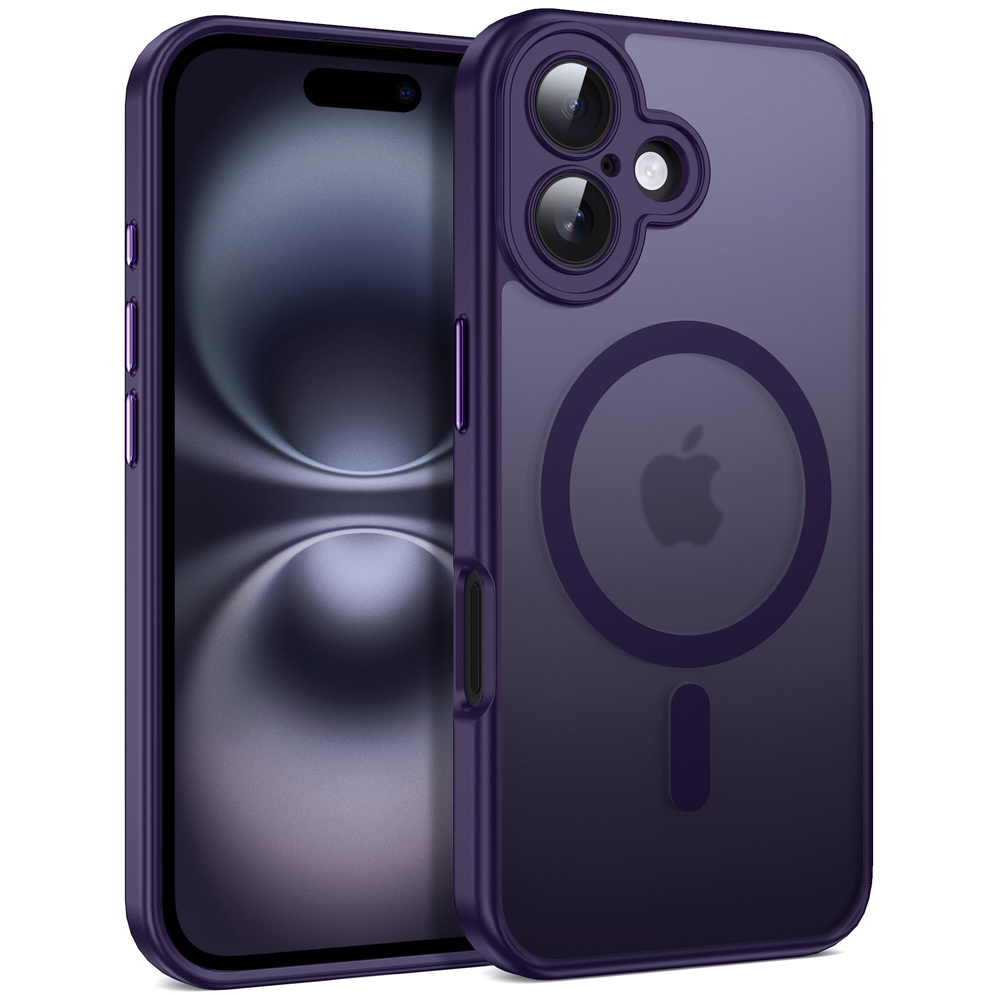 Coque silicone iPhone 16 antichoc violette avec protection objectif MagSafe - 8
