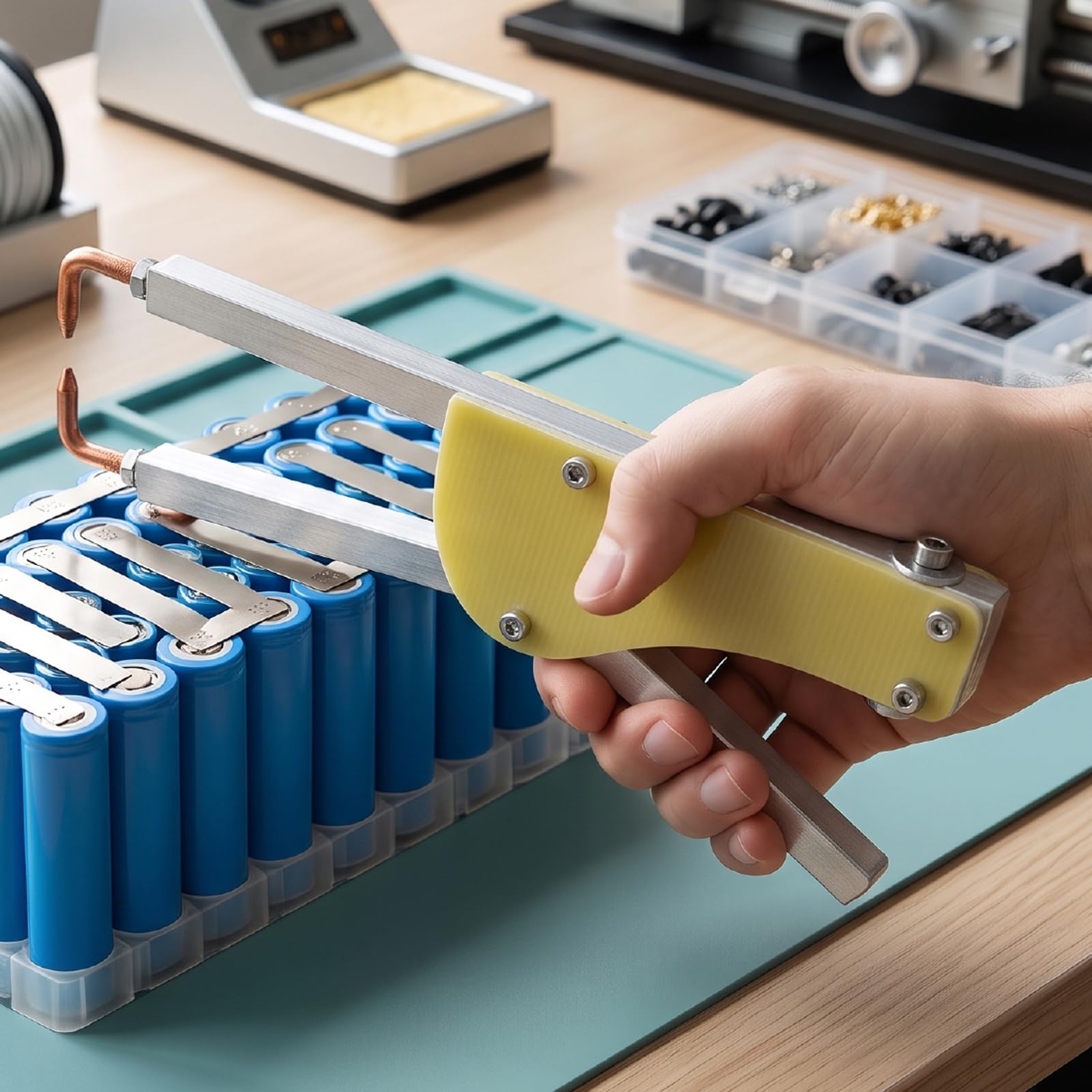 Pinza per Saldatura di Testa a Pressione Regolabile | Isolamento Scheda Ep, Struttura in Alluminio, Riparazione Scheda Batteria, Saldatura di Lamiere Sottili