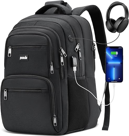 Paude Laptop Backpack,School Backpack Large Bookbag with USB for High School College Students Office Business,Waterproof