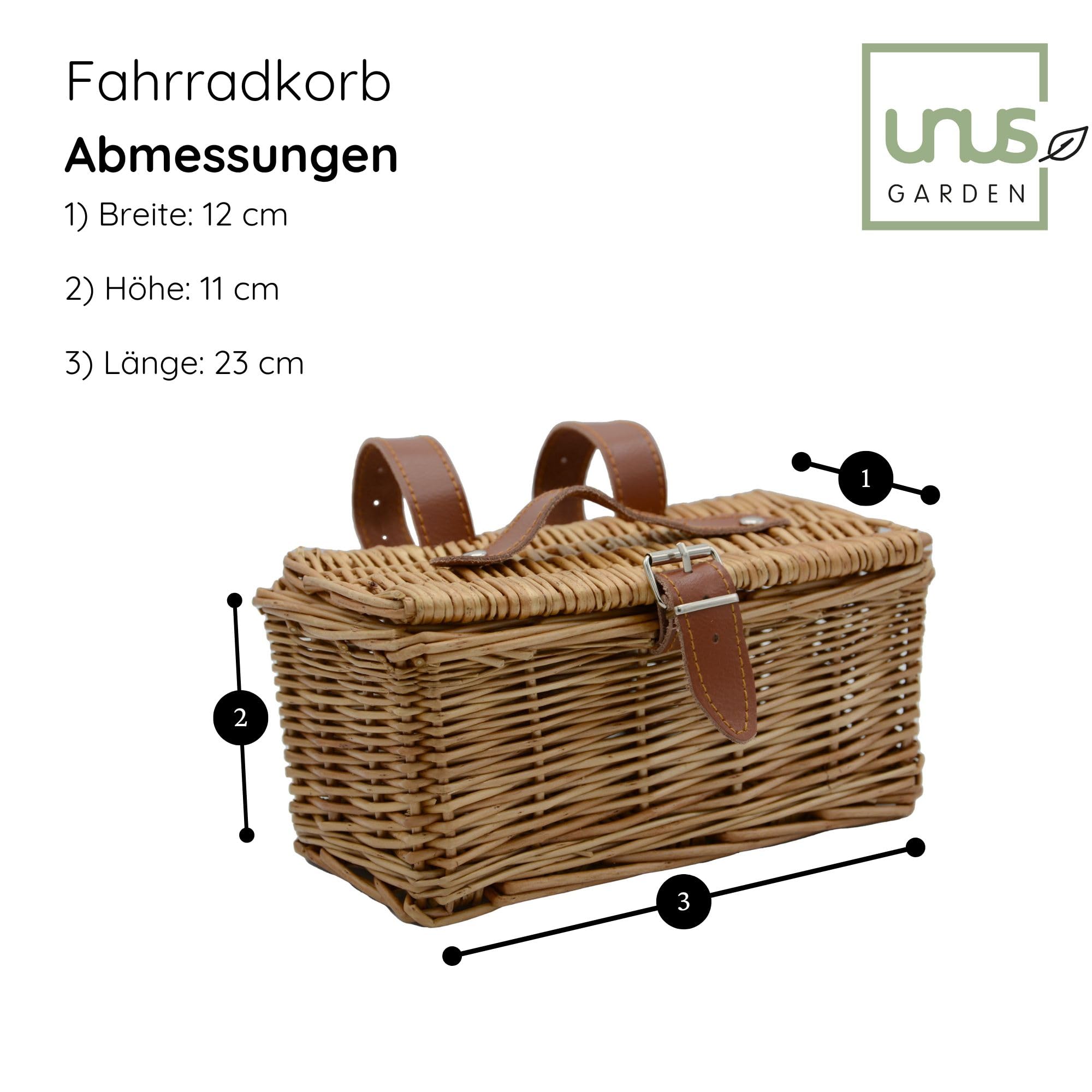 UNUS Garden Kleine rieten mand voor fietsen, voor op het stuur, praktische mini-fietsmand voor beker, mobiele telefoon of portemonnee van natuurlijke wilgentenen