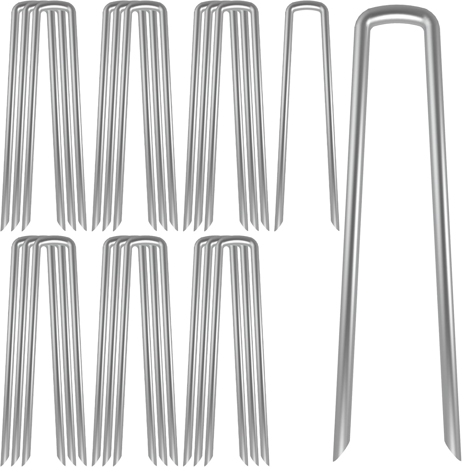 AAGUT 12 Inch Galvanized Garden Tent Stakes Landscape Staples 11 Gauge Steel Sod and Fence Stake for Anchoring Tents Landscape Fabric Extra Heavy Duty 25 Pack-image-19