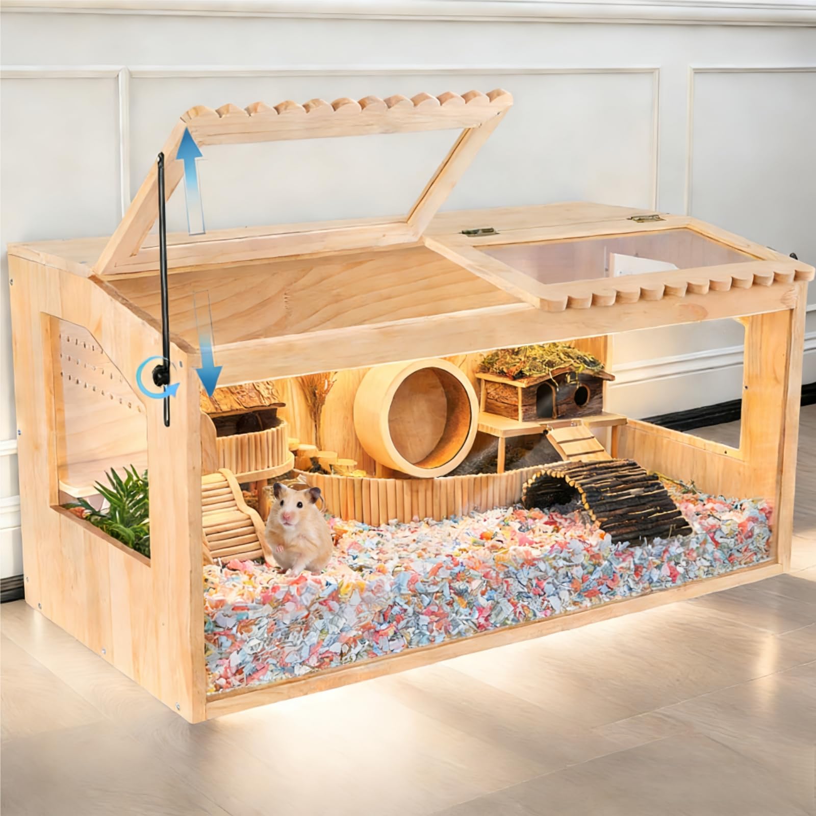 DZWLKJ 32 Inch Large Wooden Hamster Cage