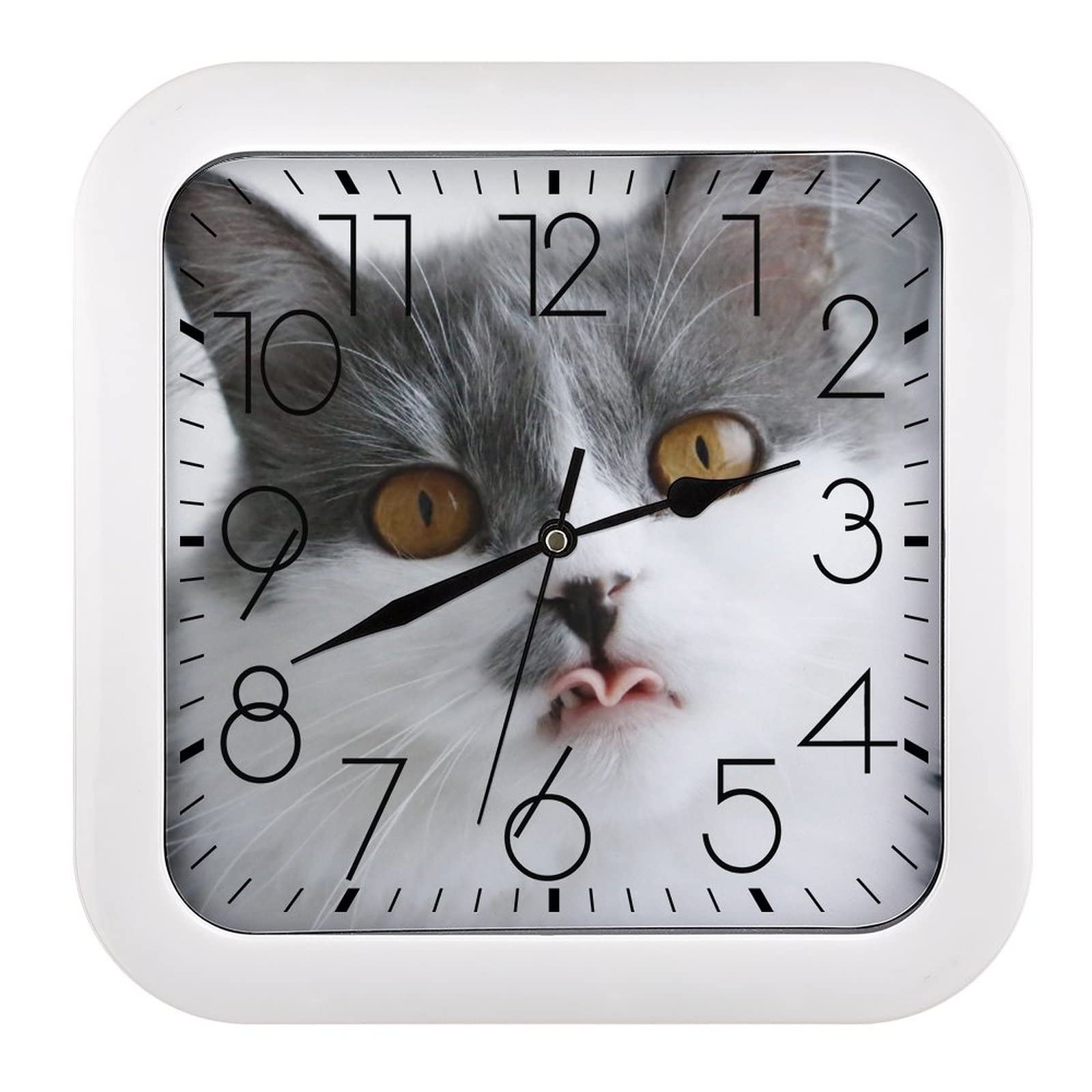 Horloge murale chat grands chiffres lisibles pour cuisine et salon 26cm