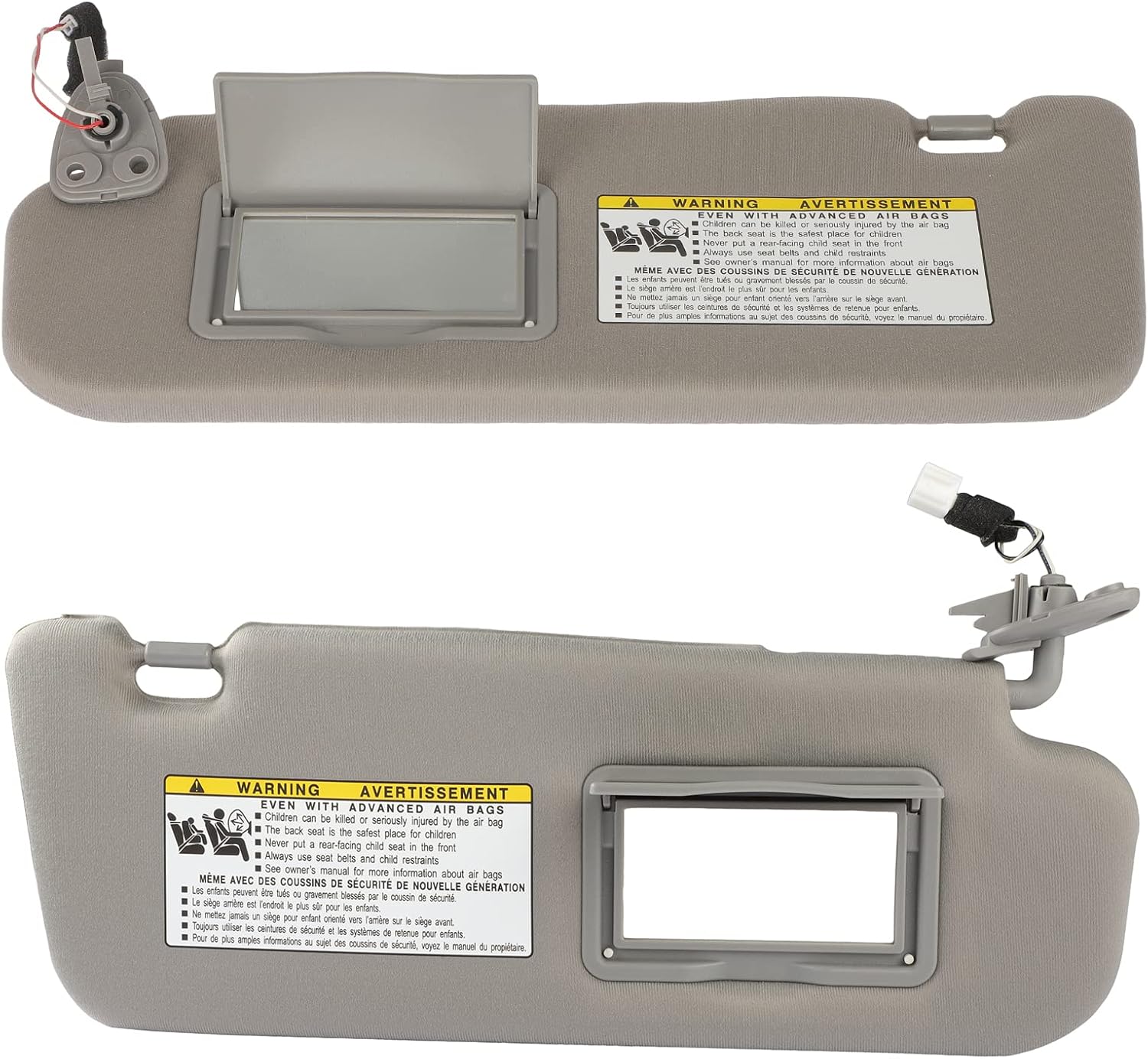 ECCPP 85202-0A750-QSQQH Left and Right Sides Sun Visor with Mirror Fit for Hyundai for Sonata 2006 2007 2008 with Sunroof (Gray)