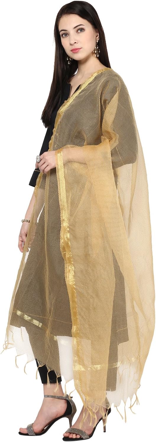 Women's Silk Dupatta With Golden Border