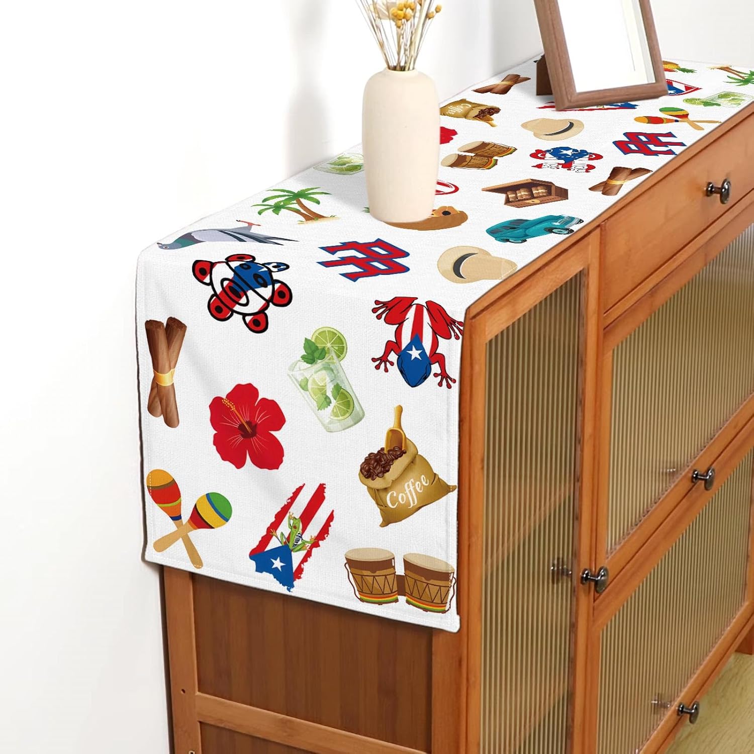 Puerto Rico Table Runner Puerto Rican Birthday Party Decoration National Day Patriotic Dining Room Home Kitchen Island Decor (13" x 72", Pattern-1) - Image 6