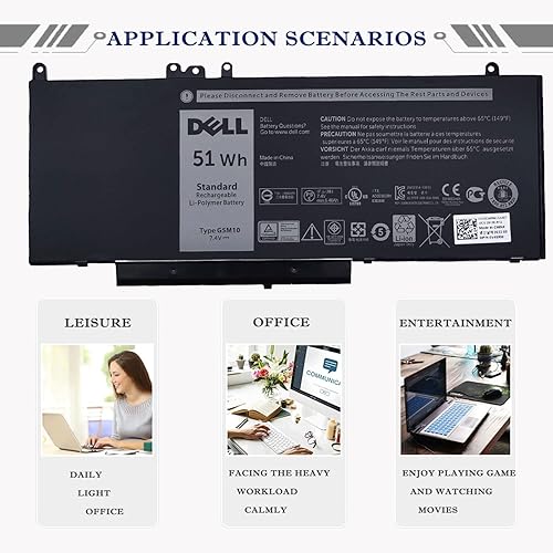 Miniatura 6 de DELL G5M10 - Batería para portátil Dell Latitude 14 E5450 5450 Dell Latitude 15 E5550 5550 Series Notebook 15.6 pulgadas G5M10 0WYJC2 8V5GX R9XM9