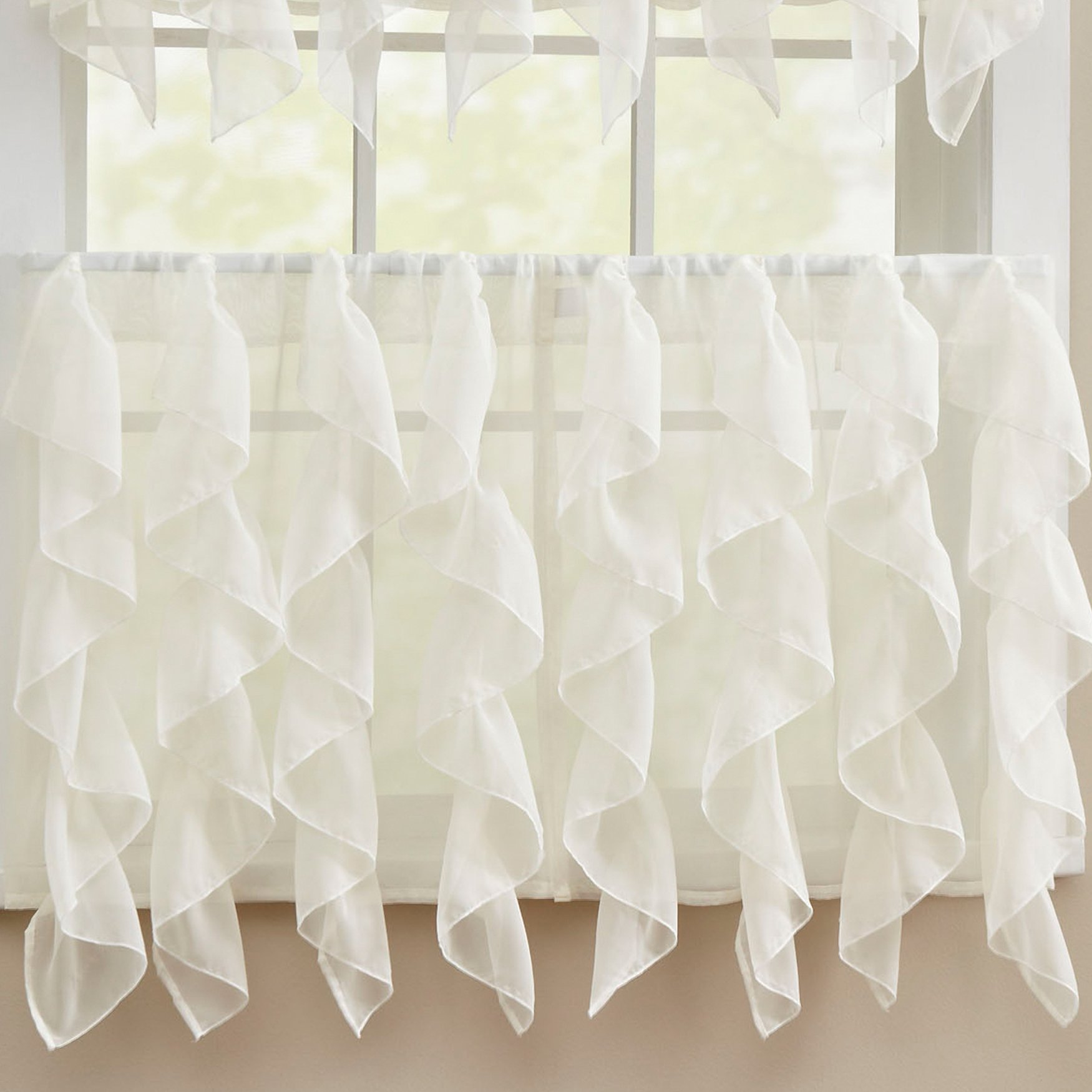 Sweet Home Collection Kitchen Window Tier, Swag, or Valance Curtain Treatment in Stylish and Unique Patterns and Designs for All Home Décor 24", Sheer Ivory