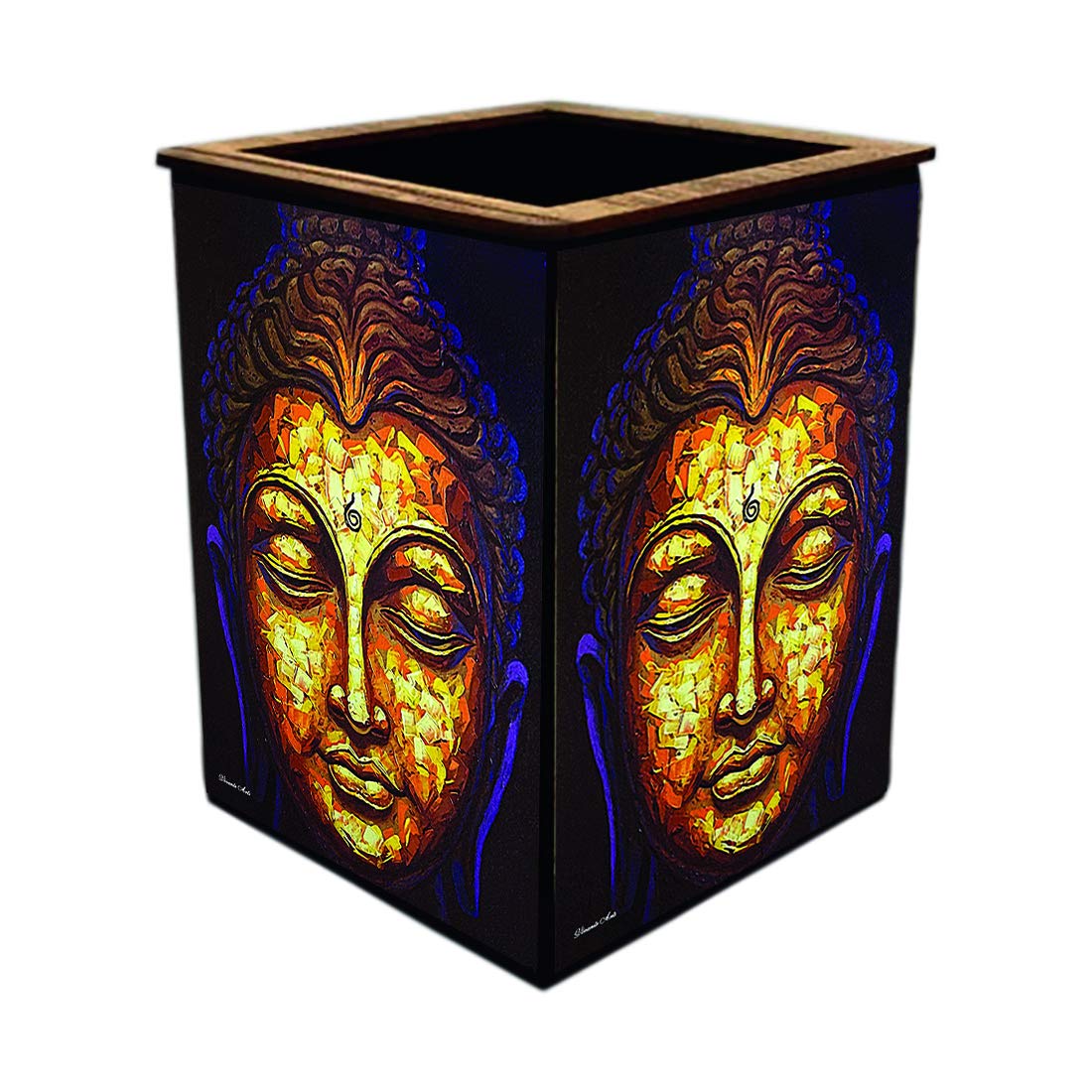 Colorful Wooden Pen Stand with photo of Buddha Amazon.in Office Products