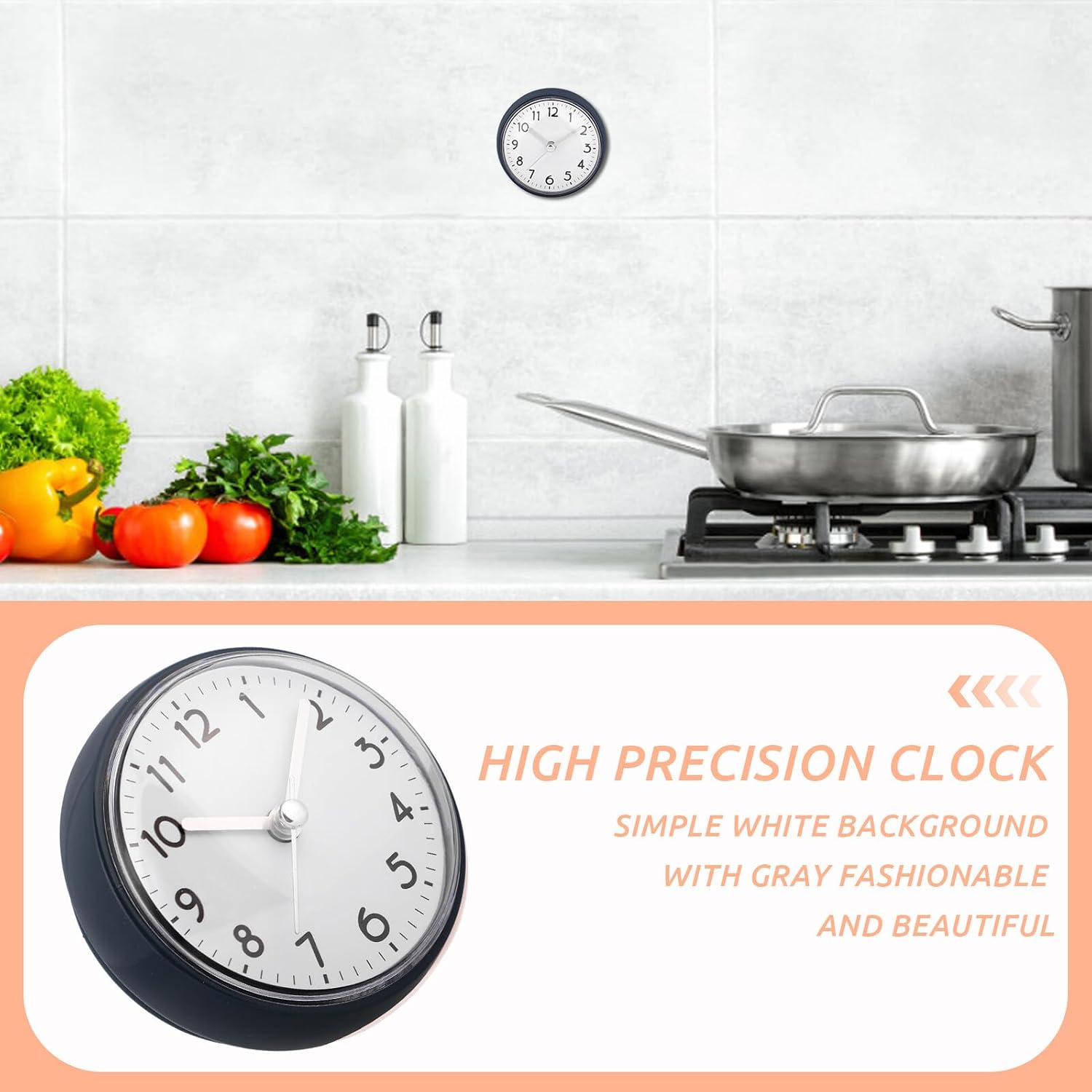 Wall Clock with Suction Cup for Bathroom Shower Fog-Resistant Bath Wall Clock for Kitchen and Restroom Easy Install and Accurate Timekeeping