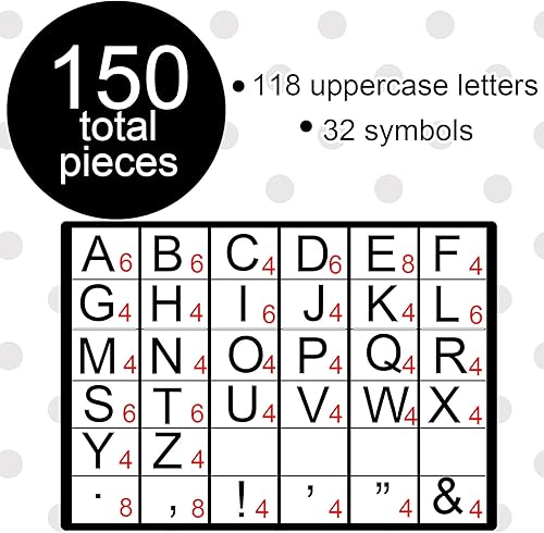 Vista 102 de Qyeahkj Juego de 150 letras grandes de 7 pulgadas y puntuación, color rojo oscuro para aula, para exhibir tablones de anuncios, decoración